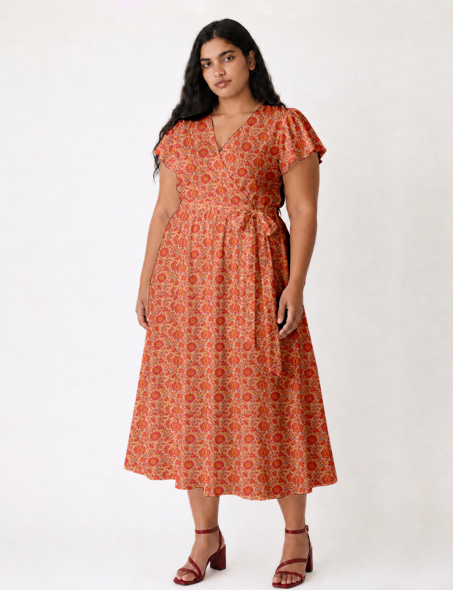 Wrap dress - Orange Tropical