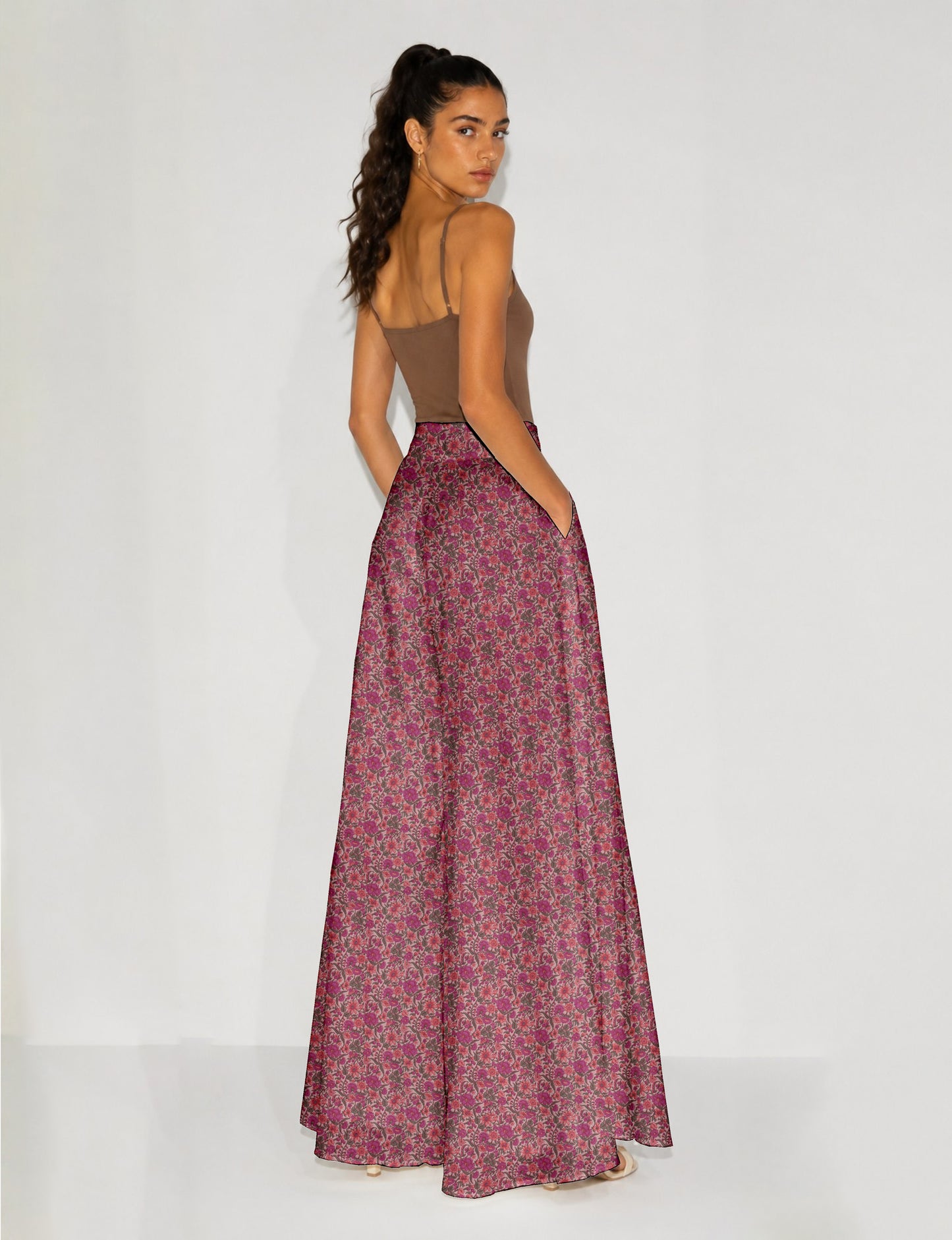 Wide Leg Palazzo Trousers - Pink Floral