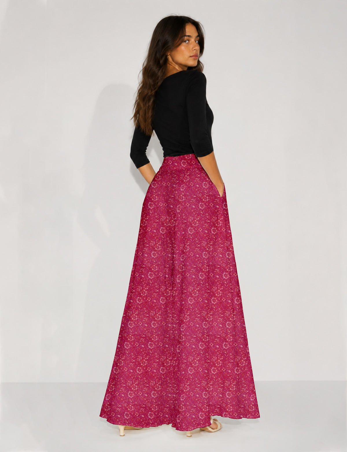 Wide Leg Palazzo Trousers - Pink Floral