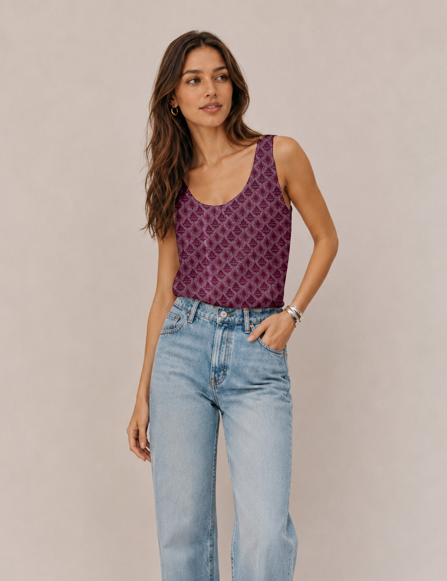 Sleeveless blouse - Pink Floral