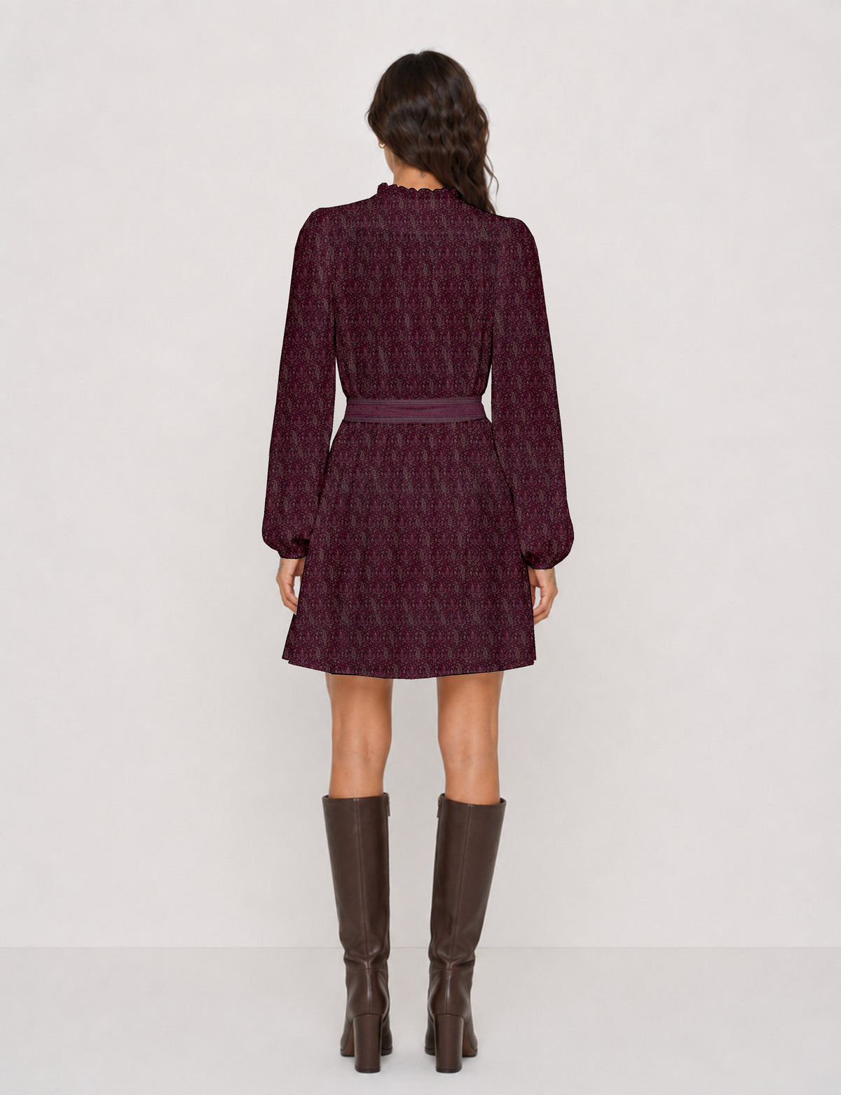Swing dress with belt - Pink Paisley