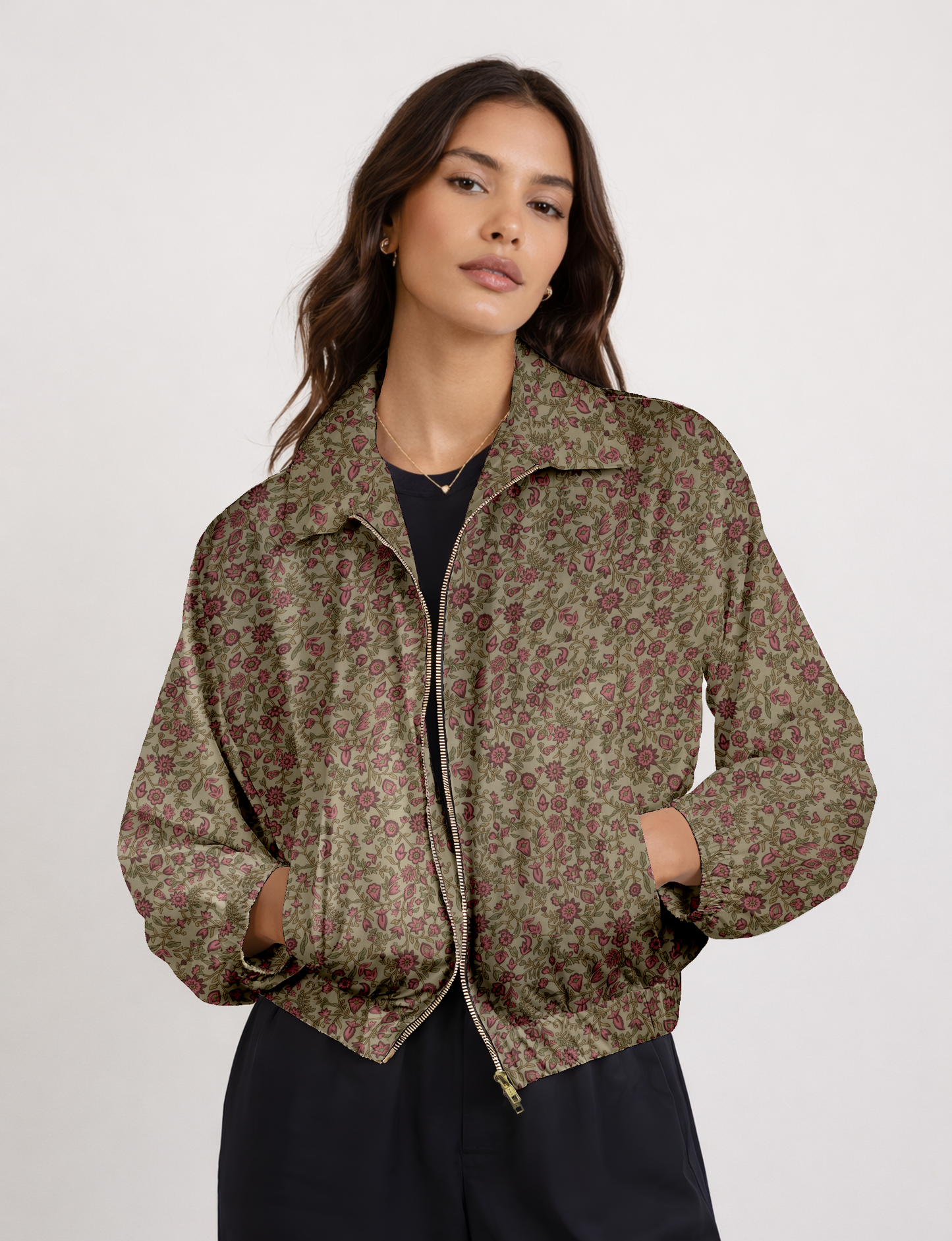 Bomber Jacket - Beige Botanic
