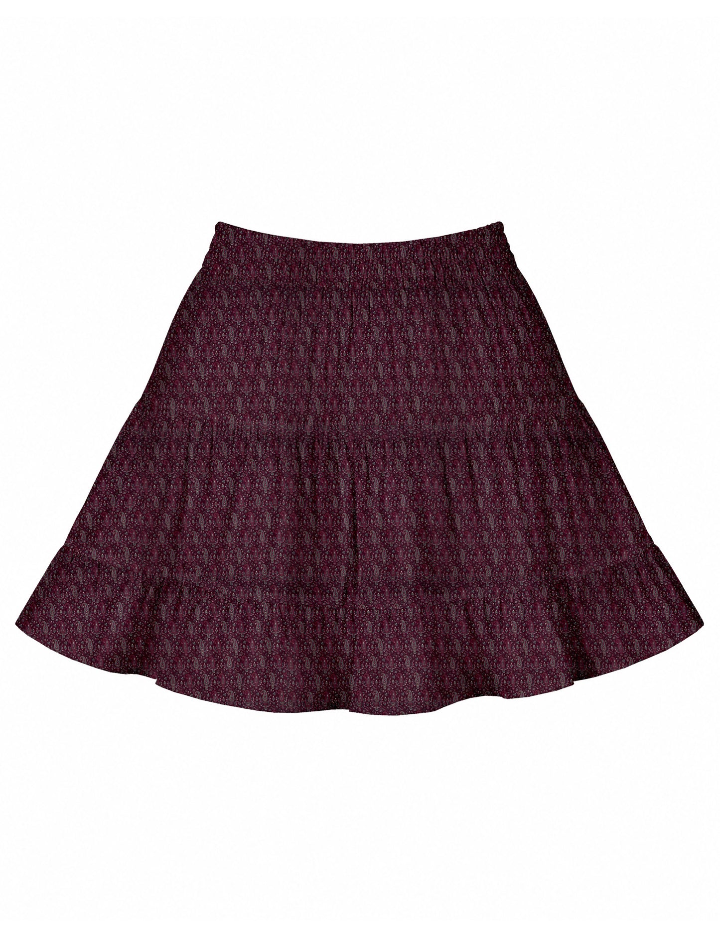 Short tiered skirt - Pink Paisley