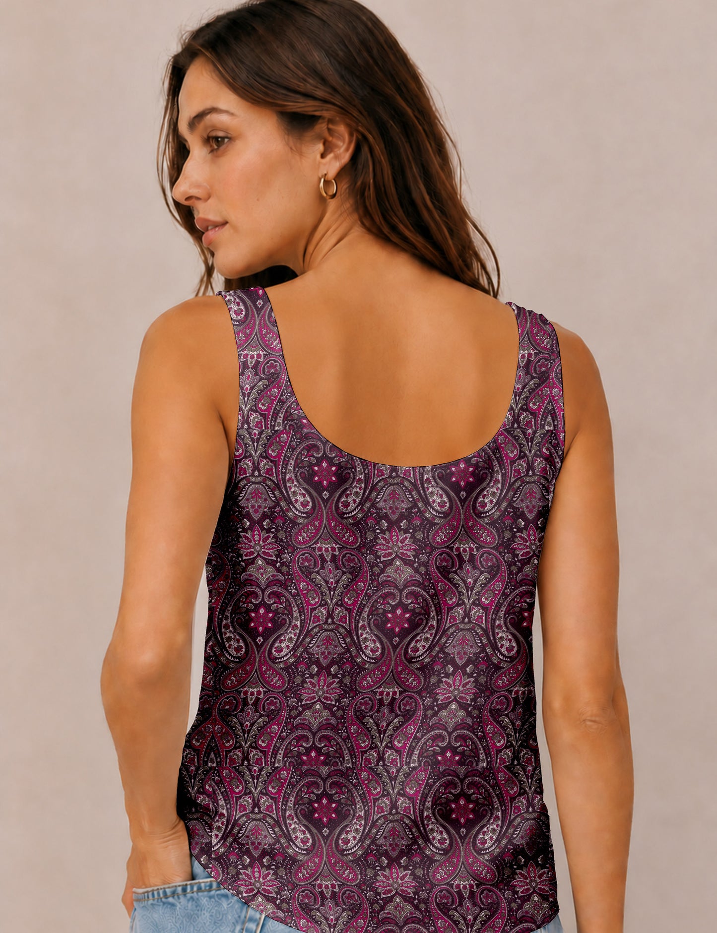 Sleeveless blouse - Pink Paisley
