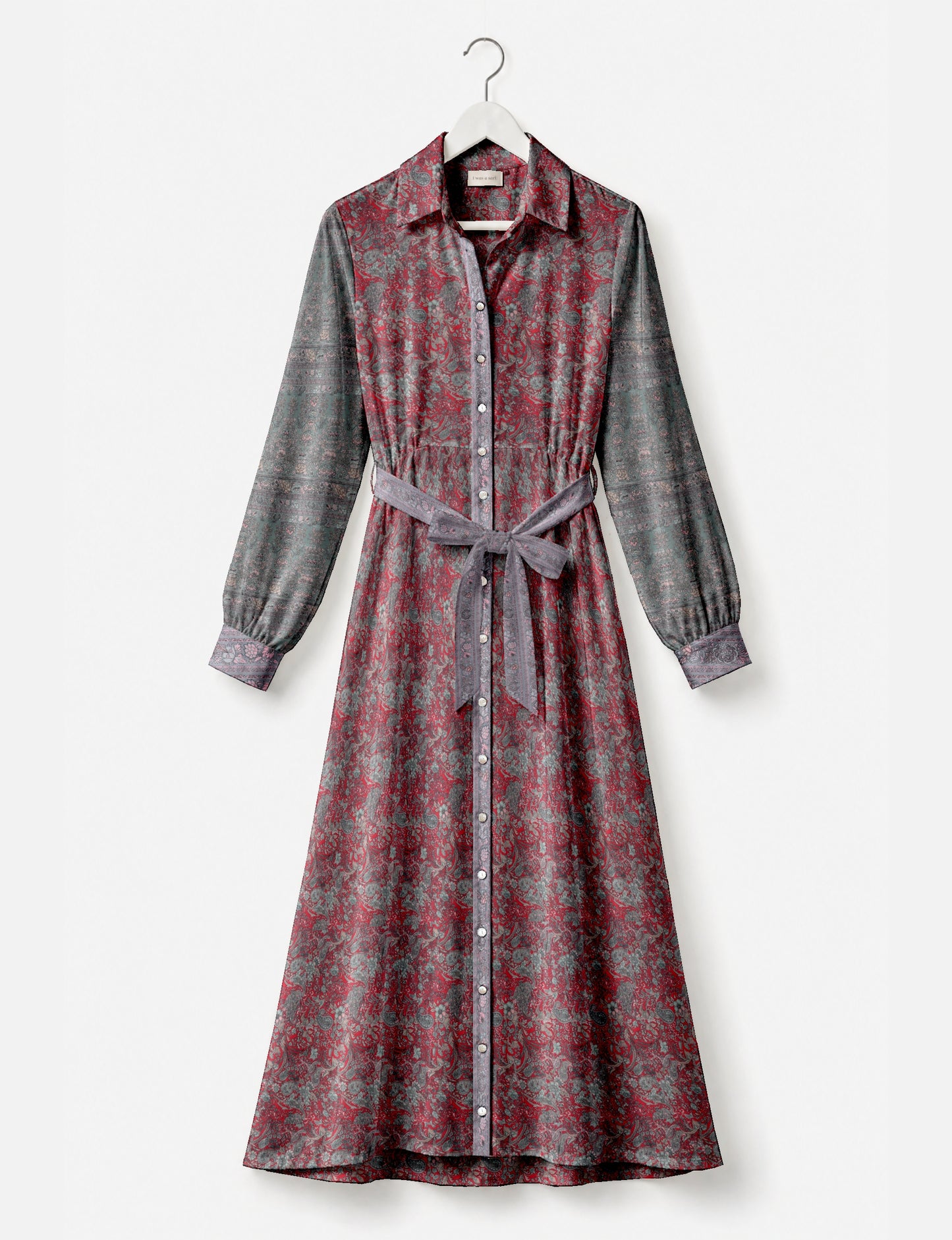 Flowing long shirt dress with relaxed fit and ankle-length design