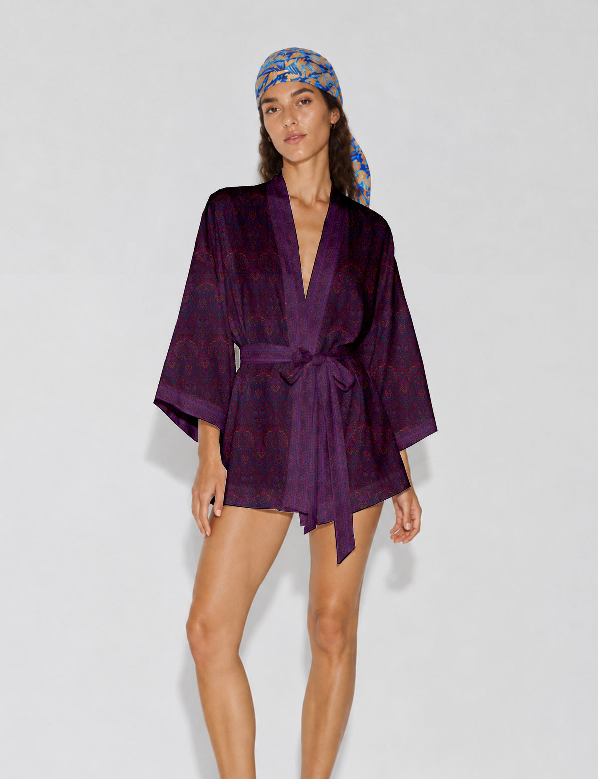 Short kimono robe - Pink Tropical