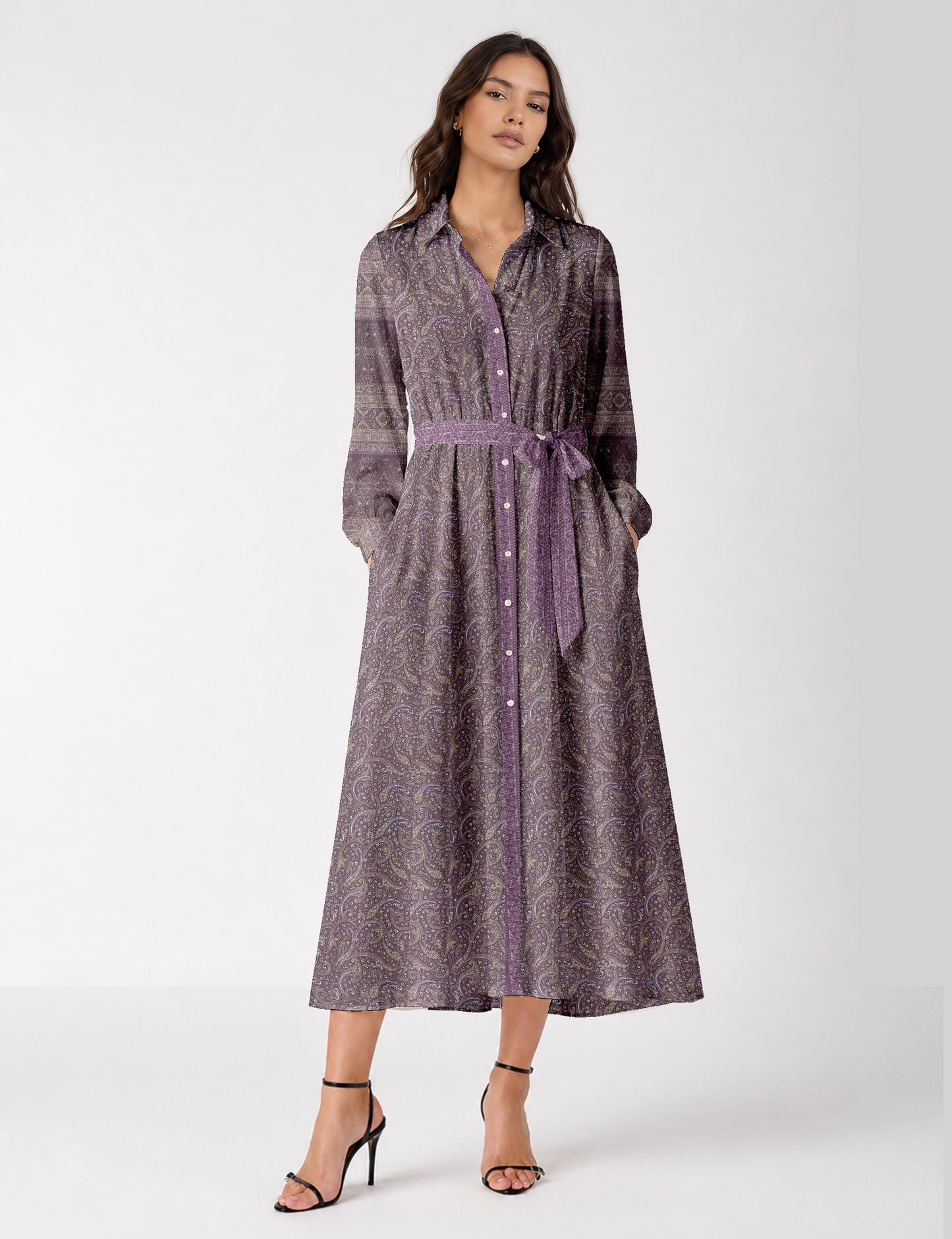 Long shirt dress - Purple Paisley