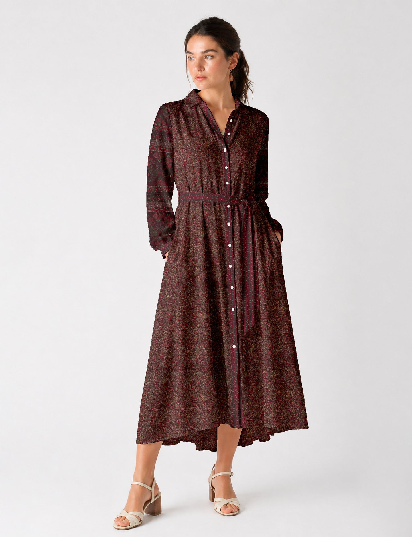 Long shirt dress - Red Abstract