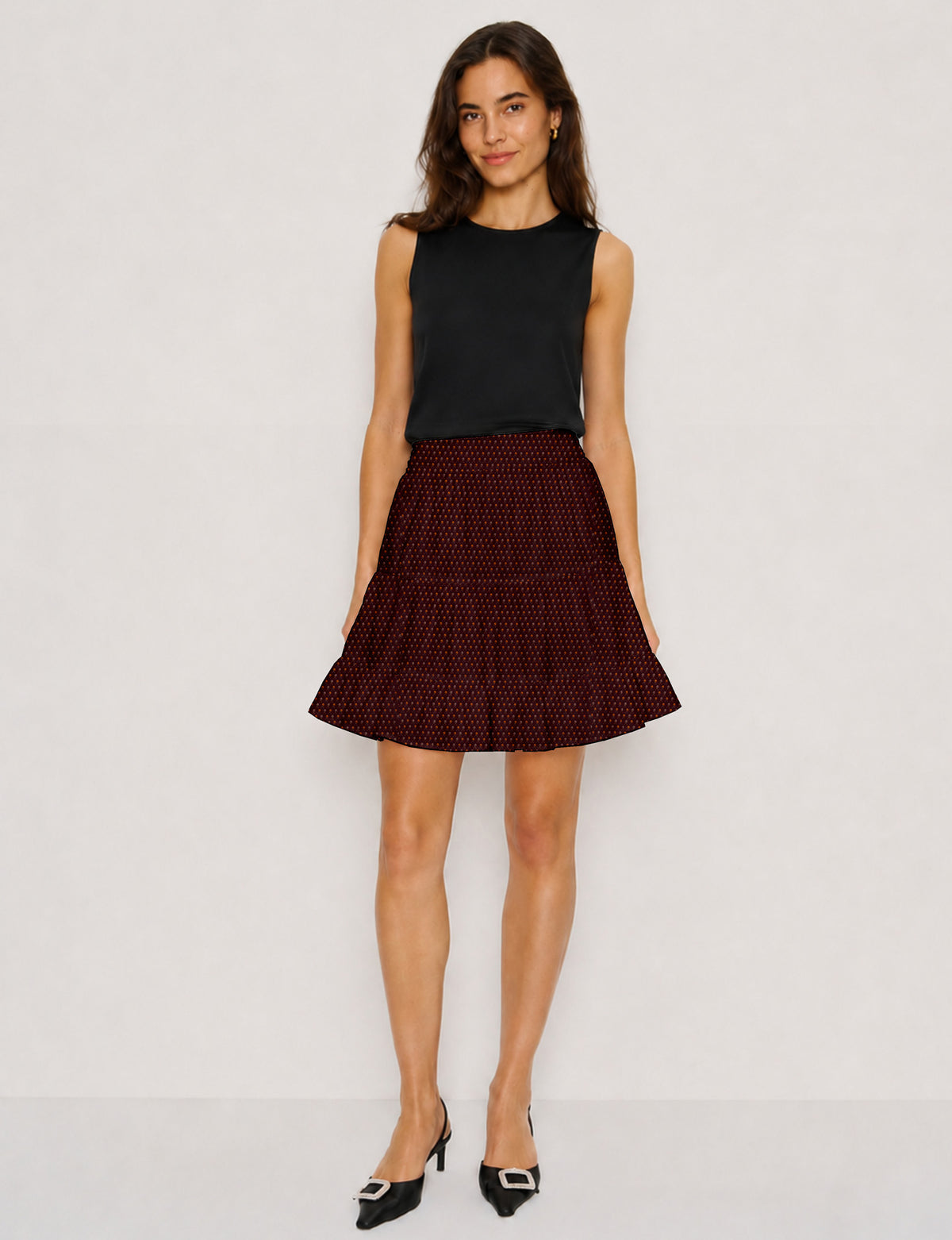 Short tiered skirt - Red