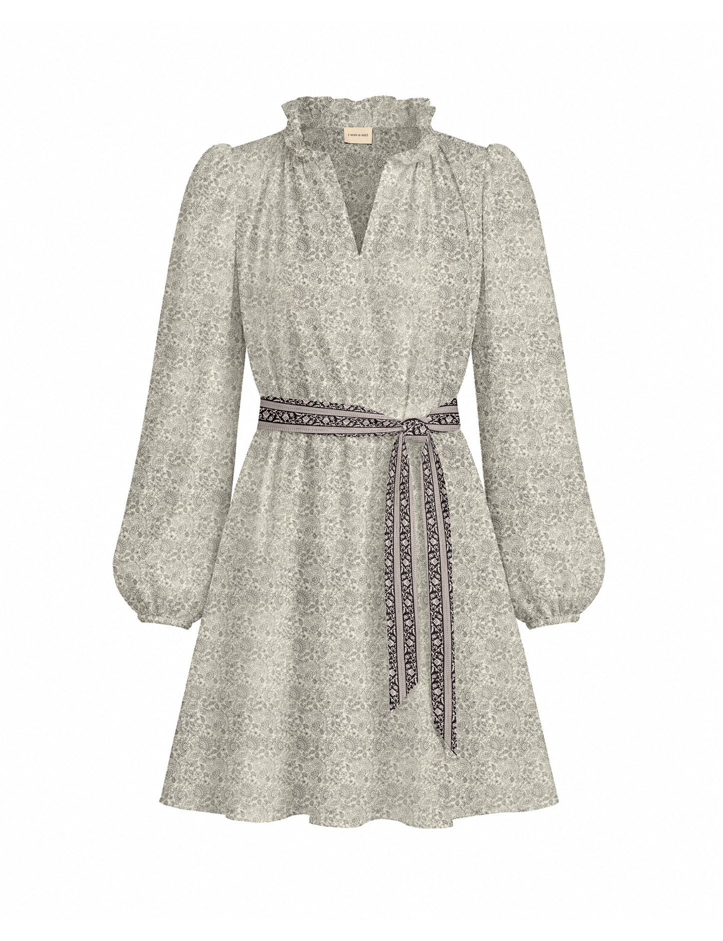 Swing dress with belt - White Tropical
