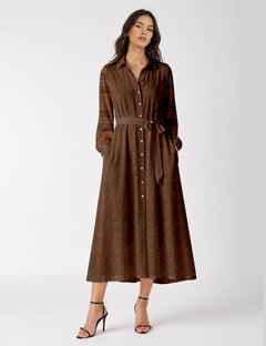Long shirt dress - Yellow Paisley