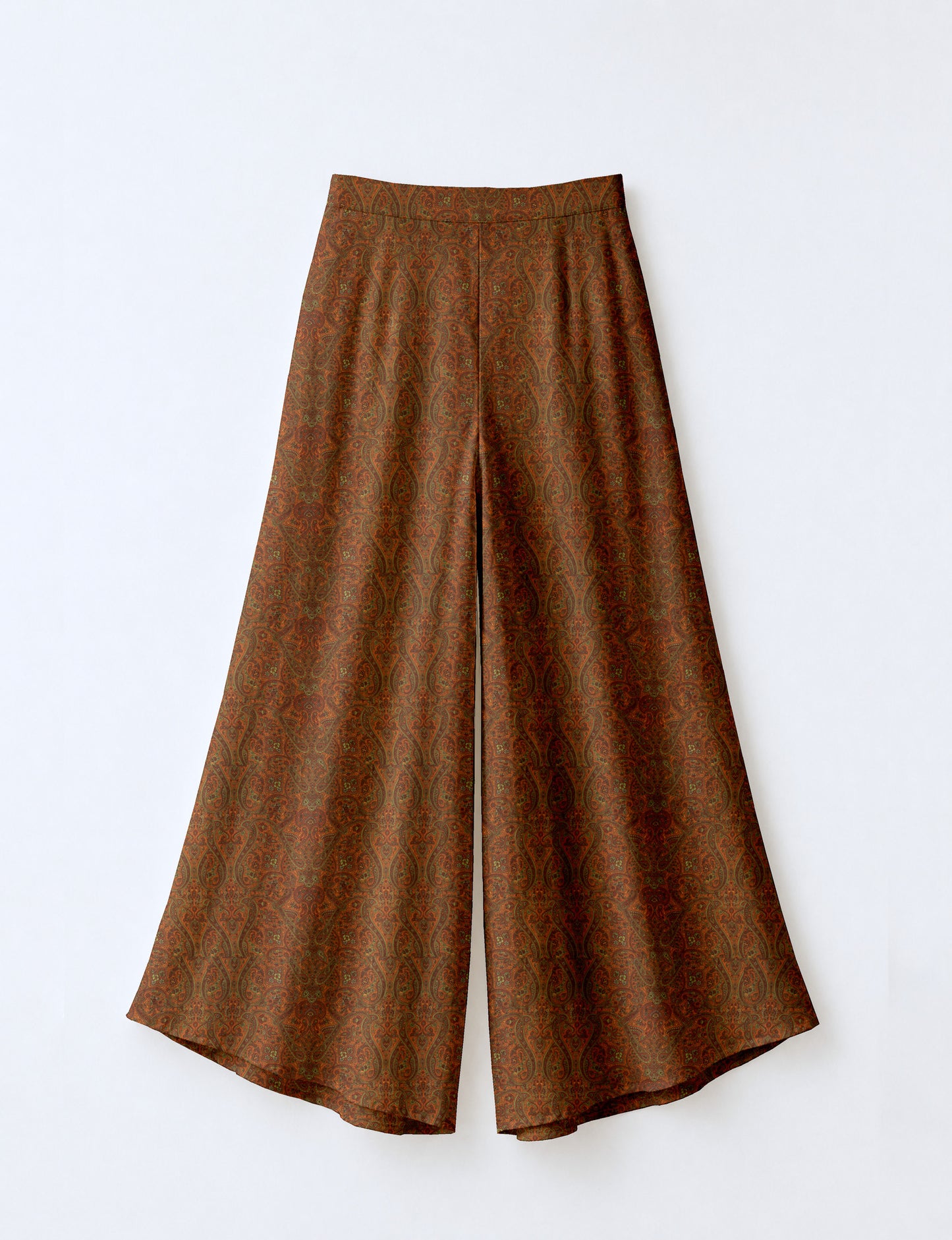 Wide Leg Palazzo Trousers - Yellow Paisley