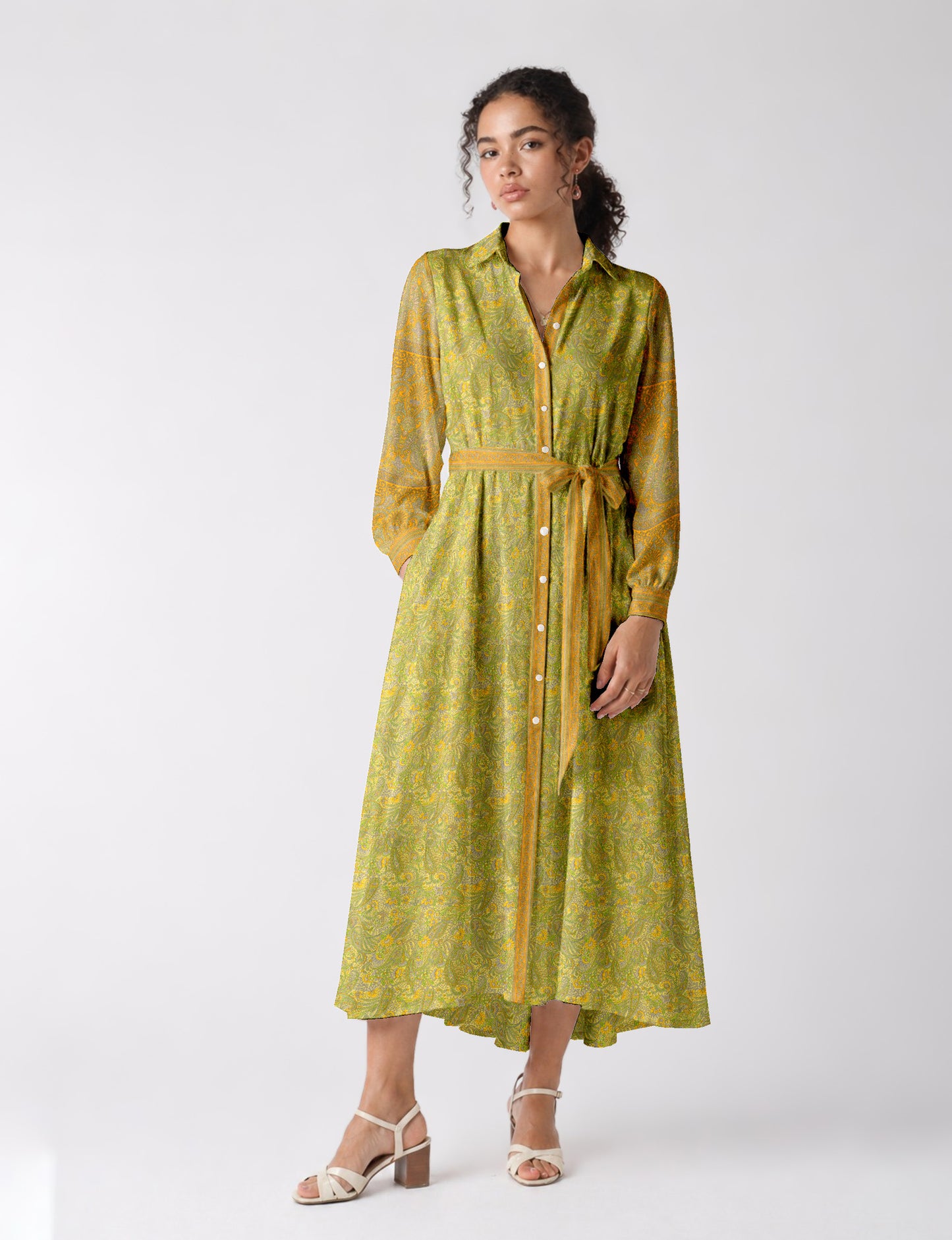 Long shirt dress - Yellow Tropical