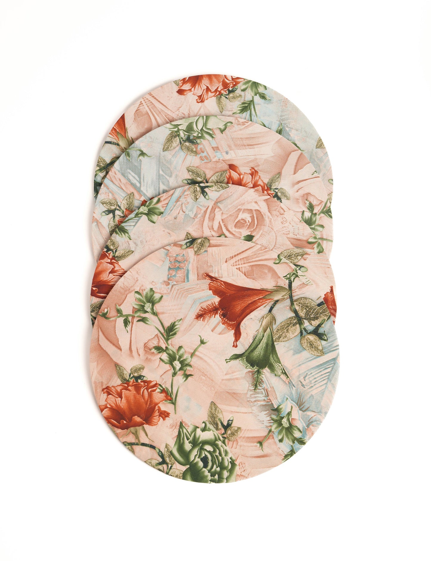 Upgrade your table settings with our Round Placemat Set of 4. These circular placemats, made from sustainable 3 mm thick MDF, feature covers crafted from round sari sleeves. Easily washable and elasticated, these placemats offer a stylish and eco-friendly solution for both table place settings and serving dishes. Make a sustainable statement with every meal.