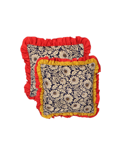 Double frill cushion cover set of 2