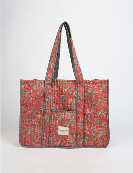 Quilted work tote bag