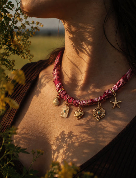Bandana necklace with charm