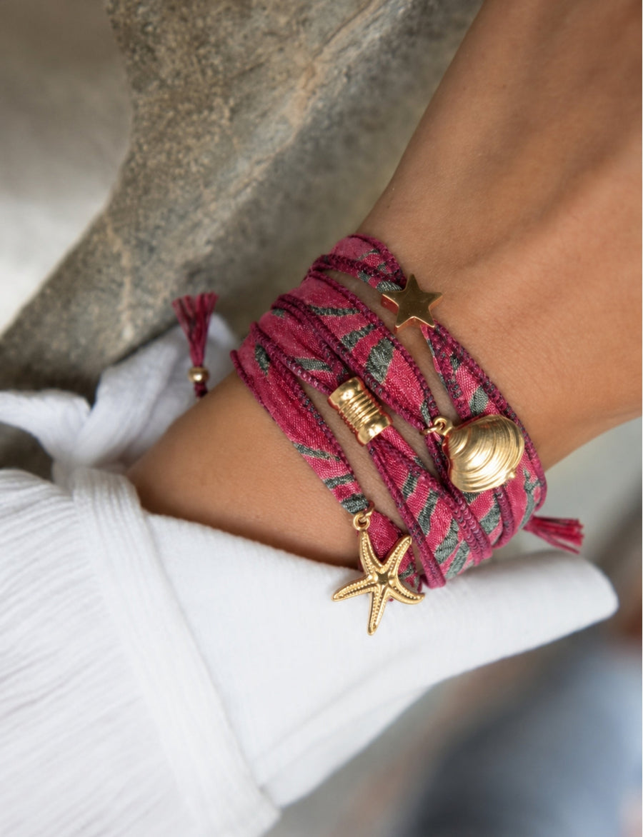 Wrap around bracelet with charms