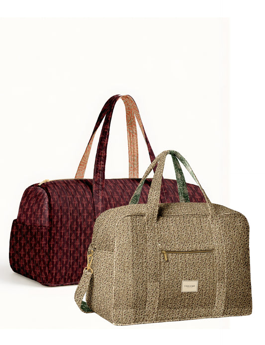 Twin travel bag set (Duffle and Barrel) - Assorted Micro Design