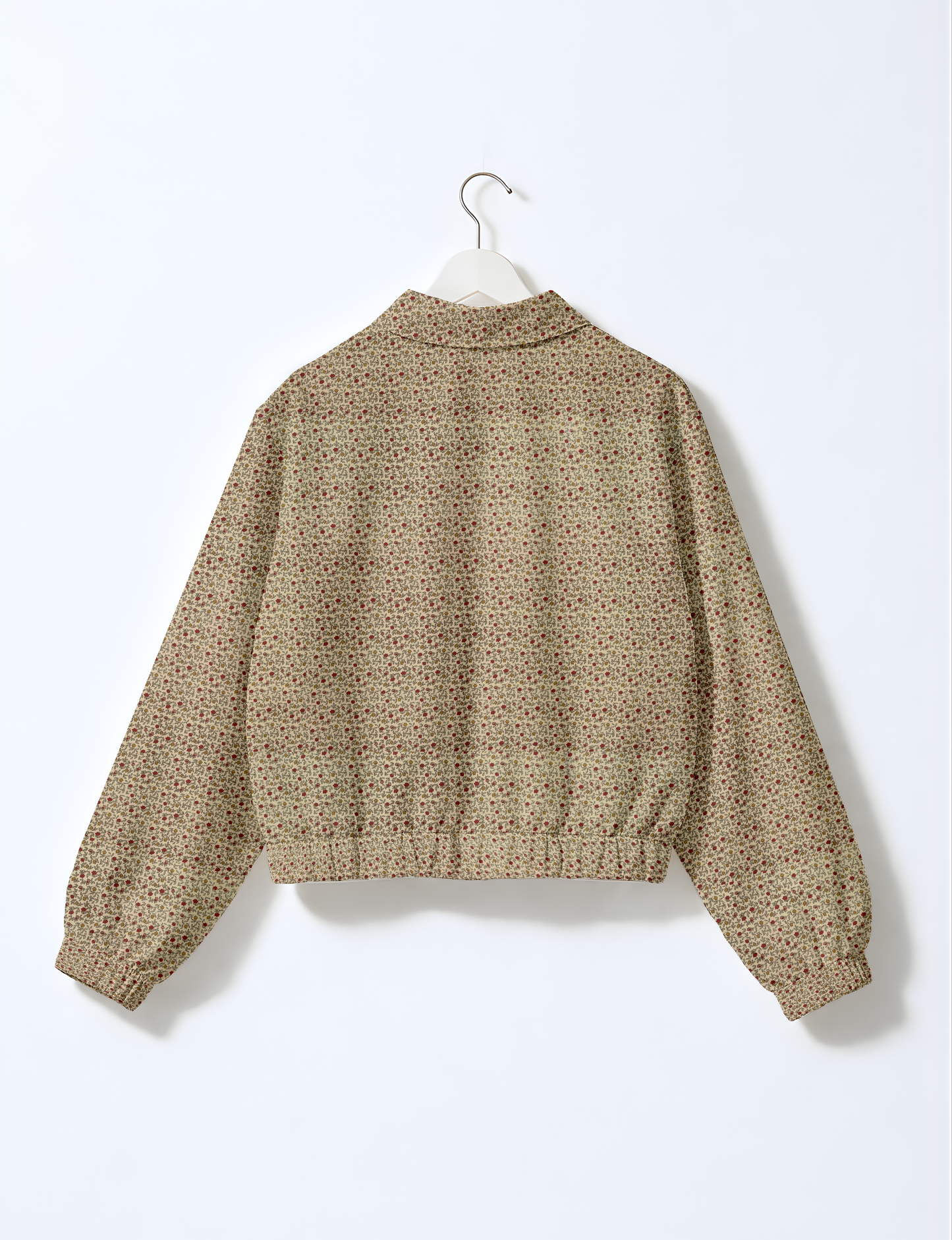 Love Bomber Jacket made from recycled fabric, featuring hand-stitched Aari embroidery. A unique piece of zero-waste clothing, part of the circular fashion movement. Designed with upcycled materials for a stylish yet environmentally friendly clothing choice.
