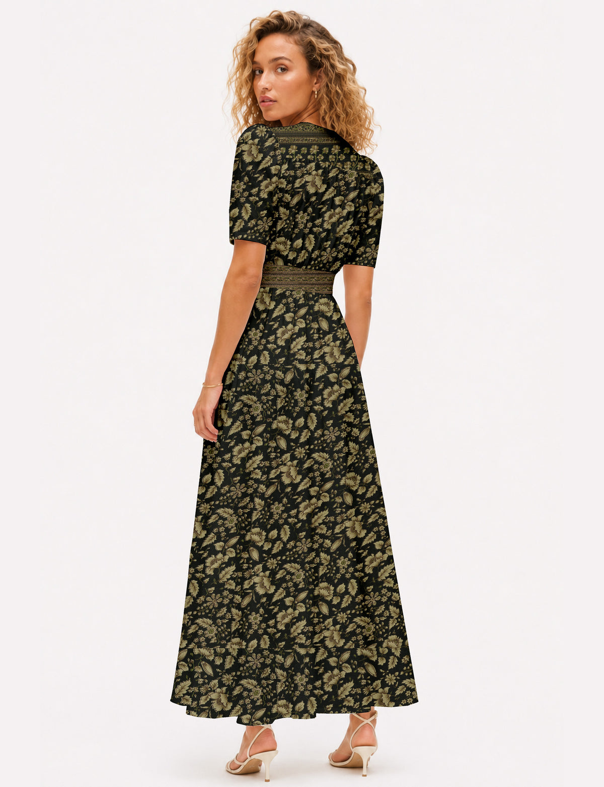 Maxi romantic dress - Beige Floral