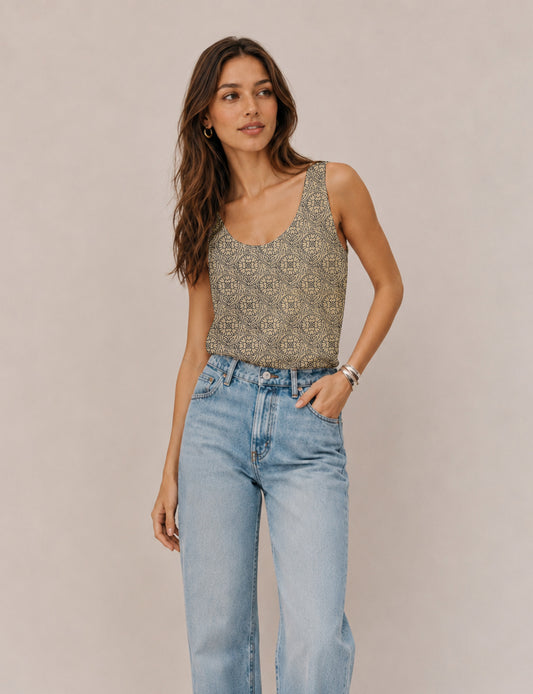 Sleeveless blouse - Beige Floral