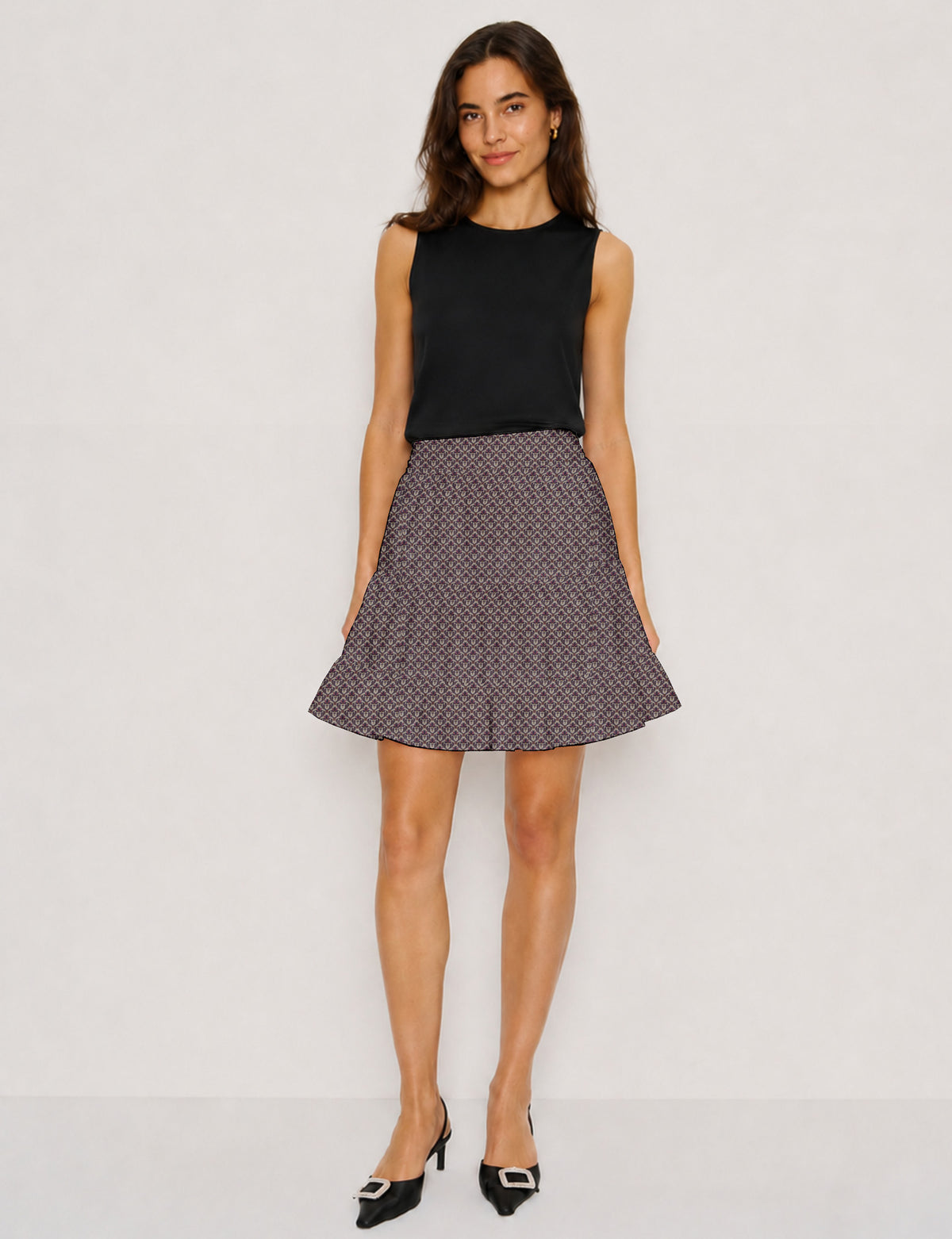 Short tiered skirt - Beige