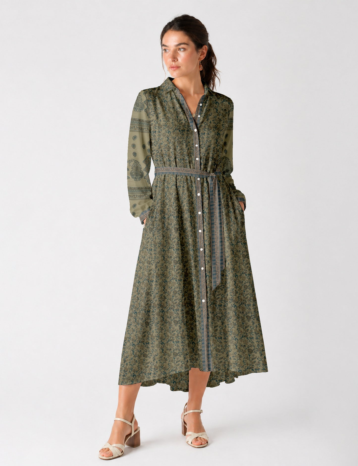 Long shirt dress - Beige Indian Ethnic