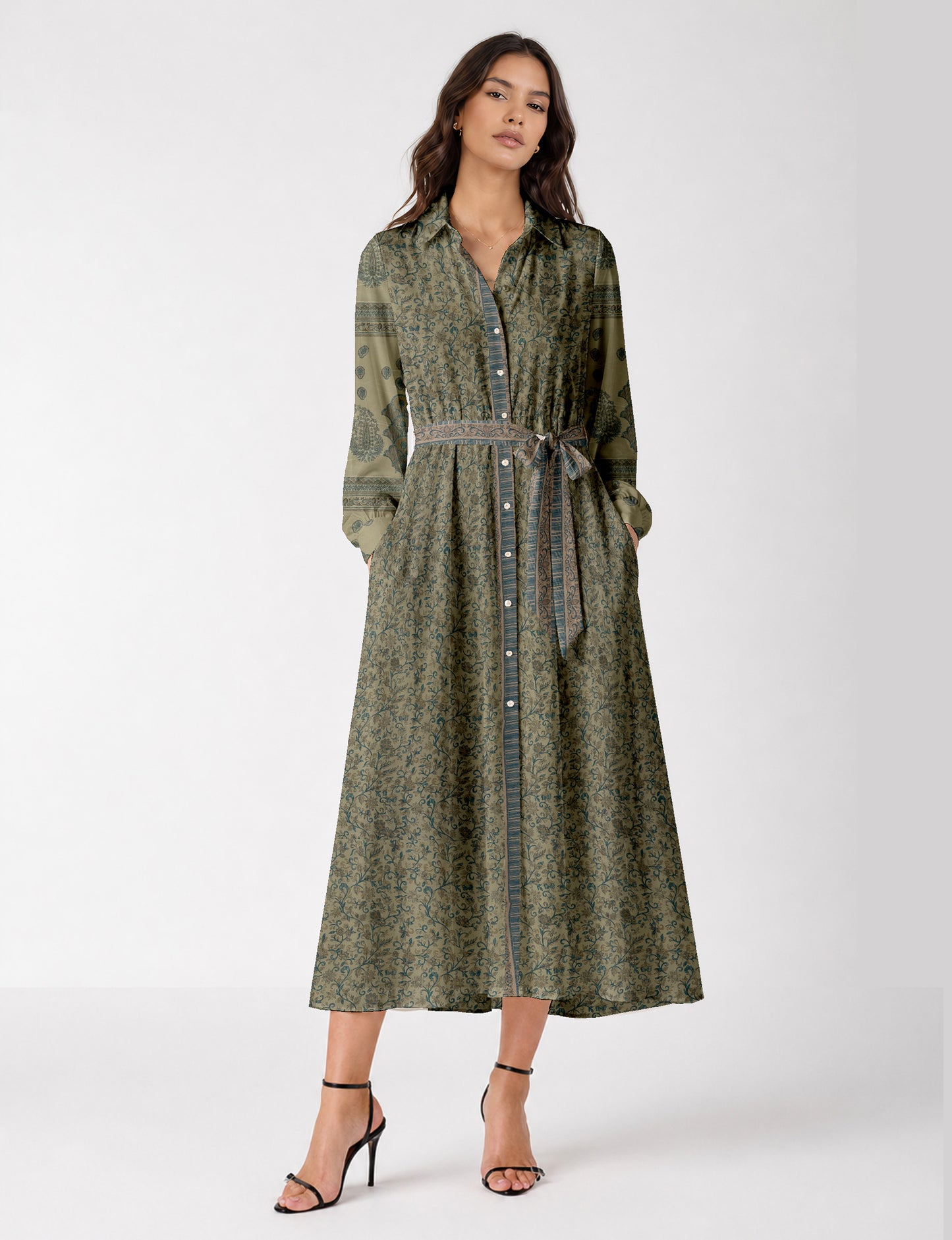 Long shirt dress - Beige Indian Ethnic