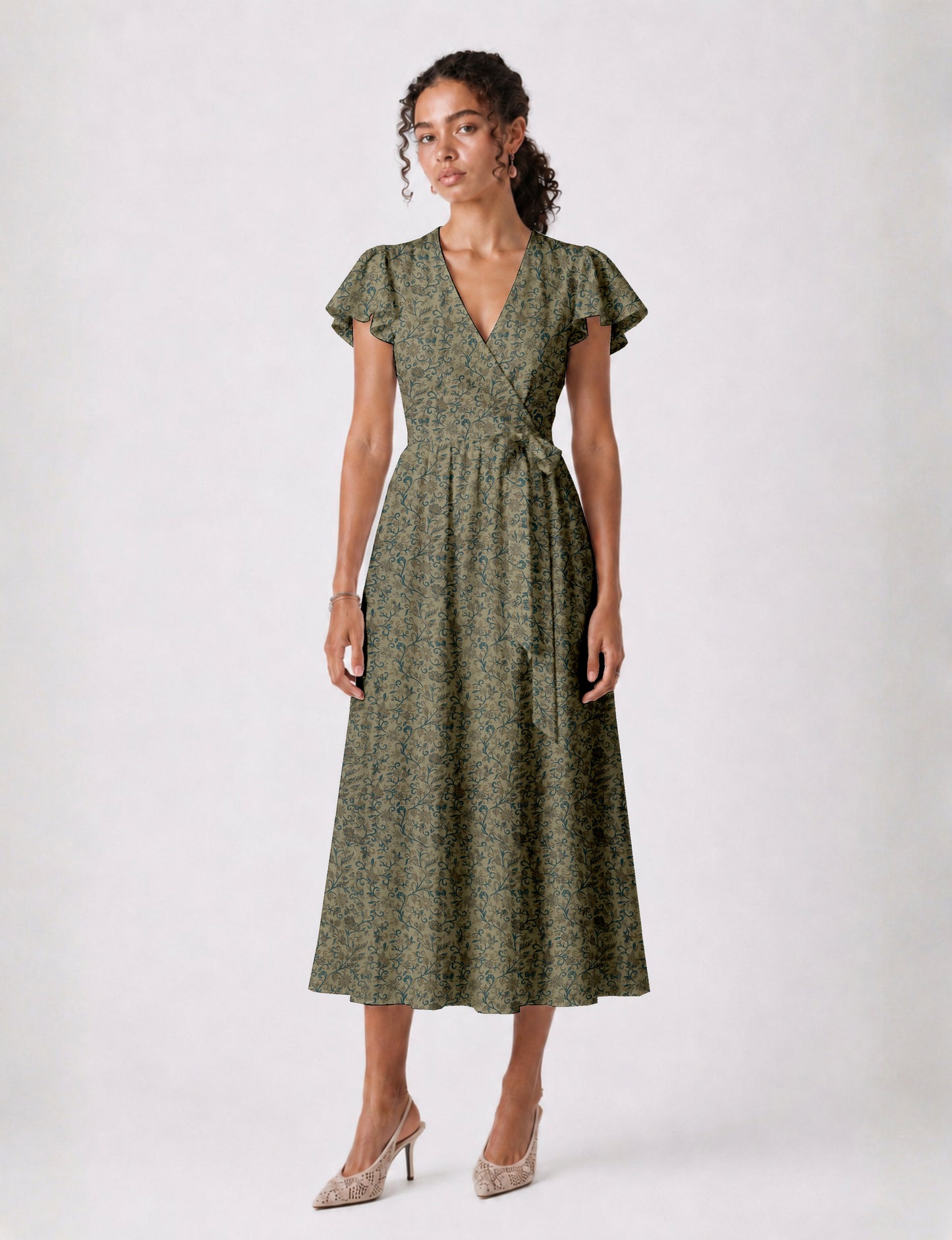 Wrap dress - Beige Indian Ethnic