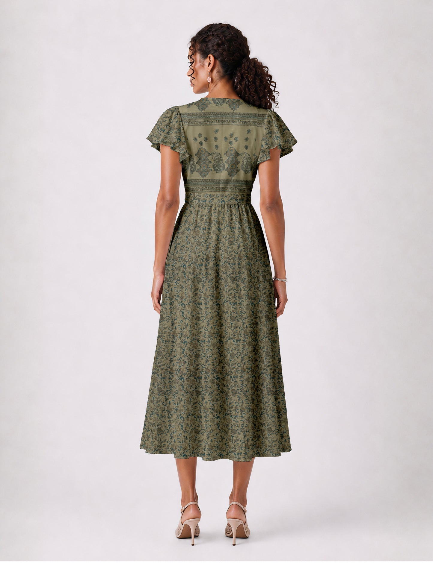Wrap dress - Beige Indian Ethnic
