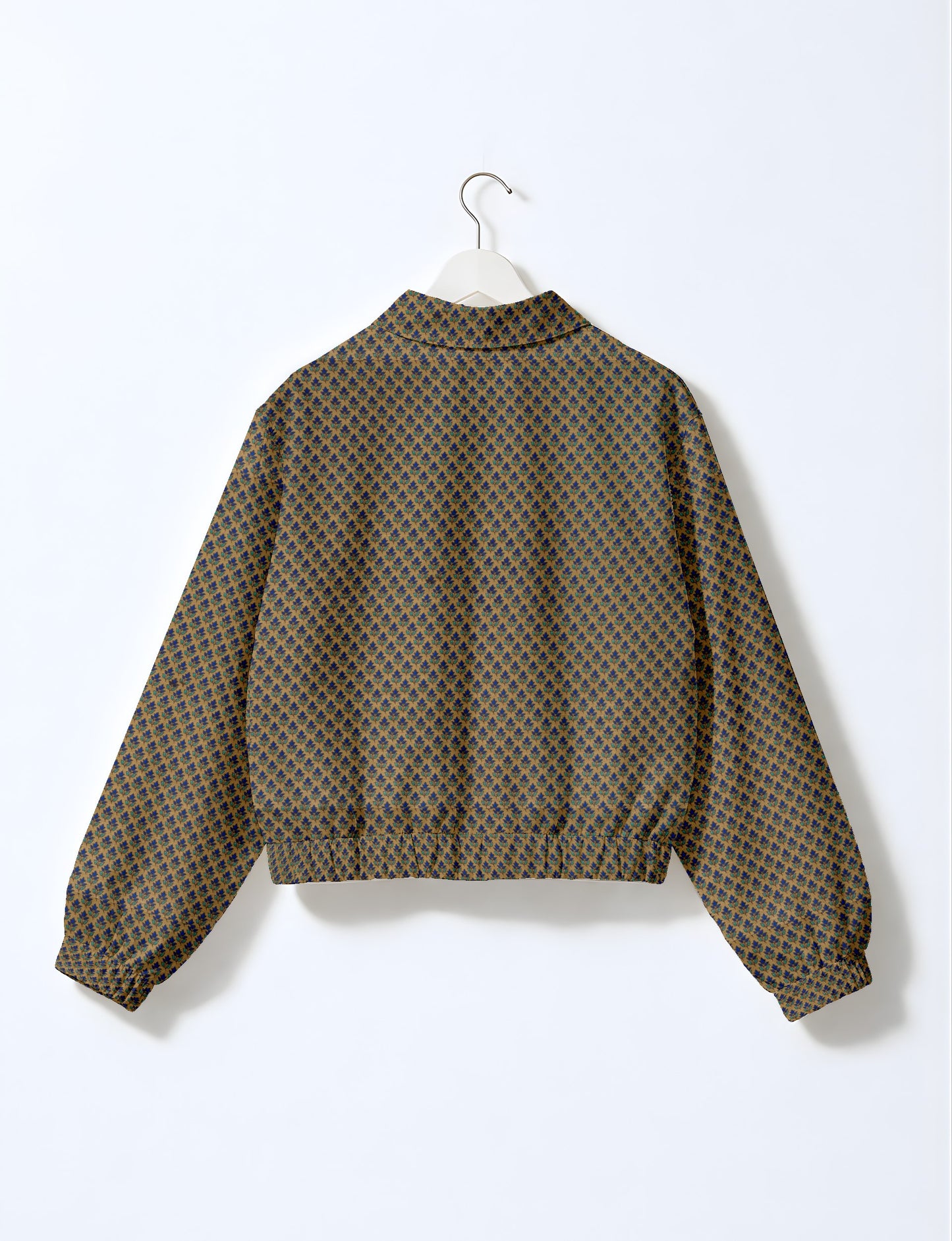 Love Bomber Jacket made from recycled fabric, featuring hand-stitched Aari embroidery. A unique piece of zero-waste clothing, part of the circular fashion movement. Designed with upcycled materials for a stylish yet environmentally friendly clothing choice.