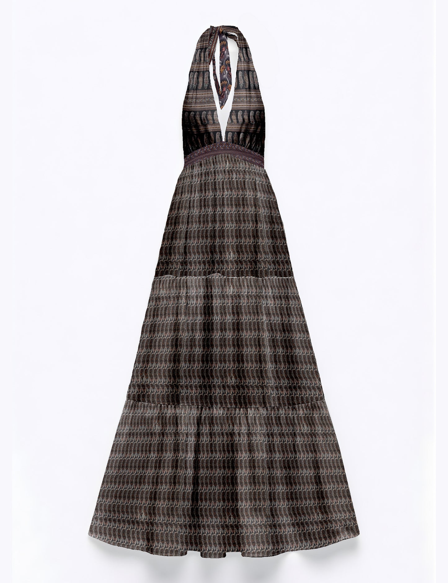 Flowy maxi tiered dress for vacations, brunch, and evening wear