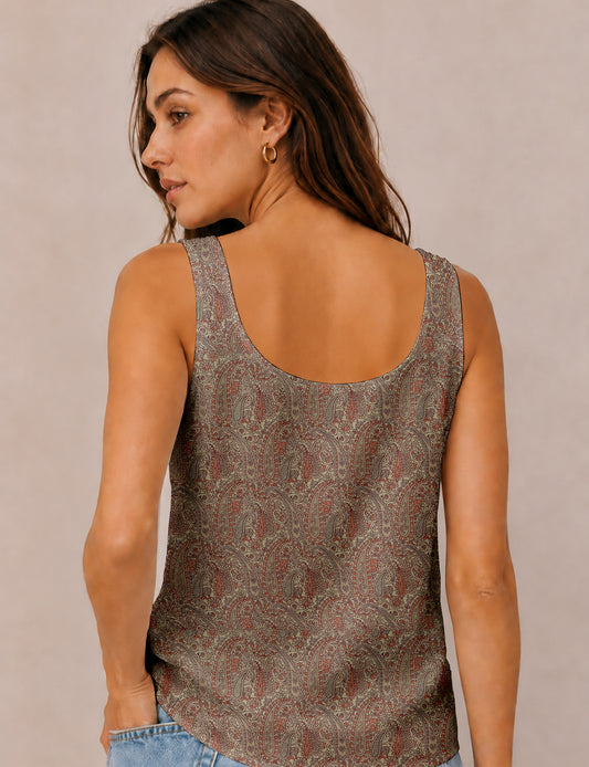 Sleeveless blouse - Beige Paisley