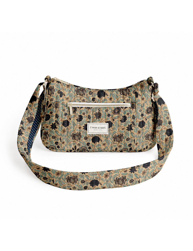 Quilted sling bag - Beige Tropical