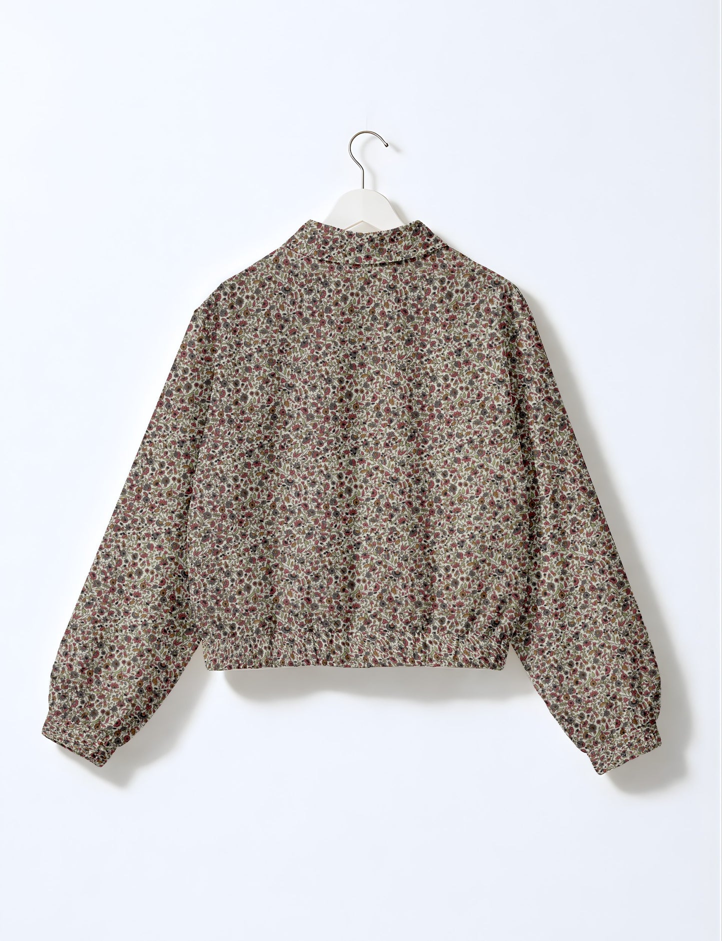 Love Bomber Jacket made from recycled fabric, featuring hand-stitched Aari embroidery. A unique piece of zero-waste clothing, part of the circular fashion movement. Designed with upcycled materials for a stylish yet environmentally friendly clothing choice.