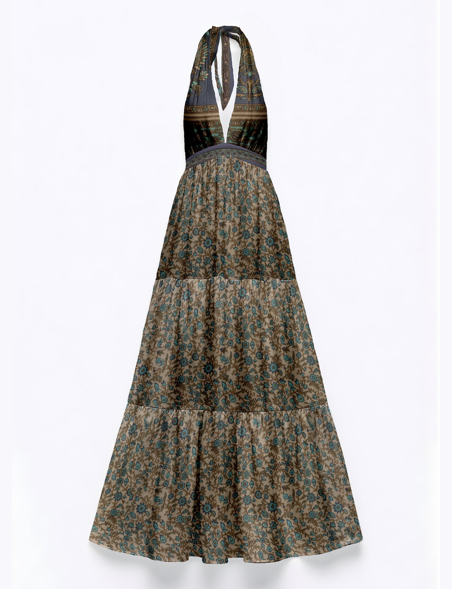 Flowy maxi tiered dress for vacations, brunch, and evening wear