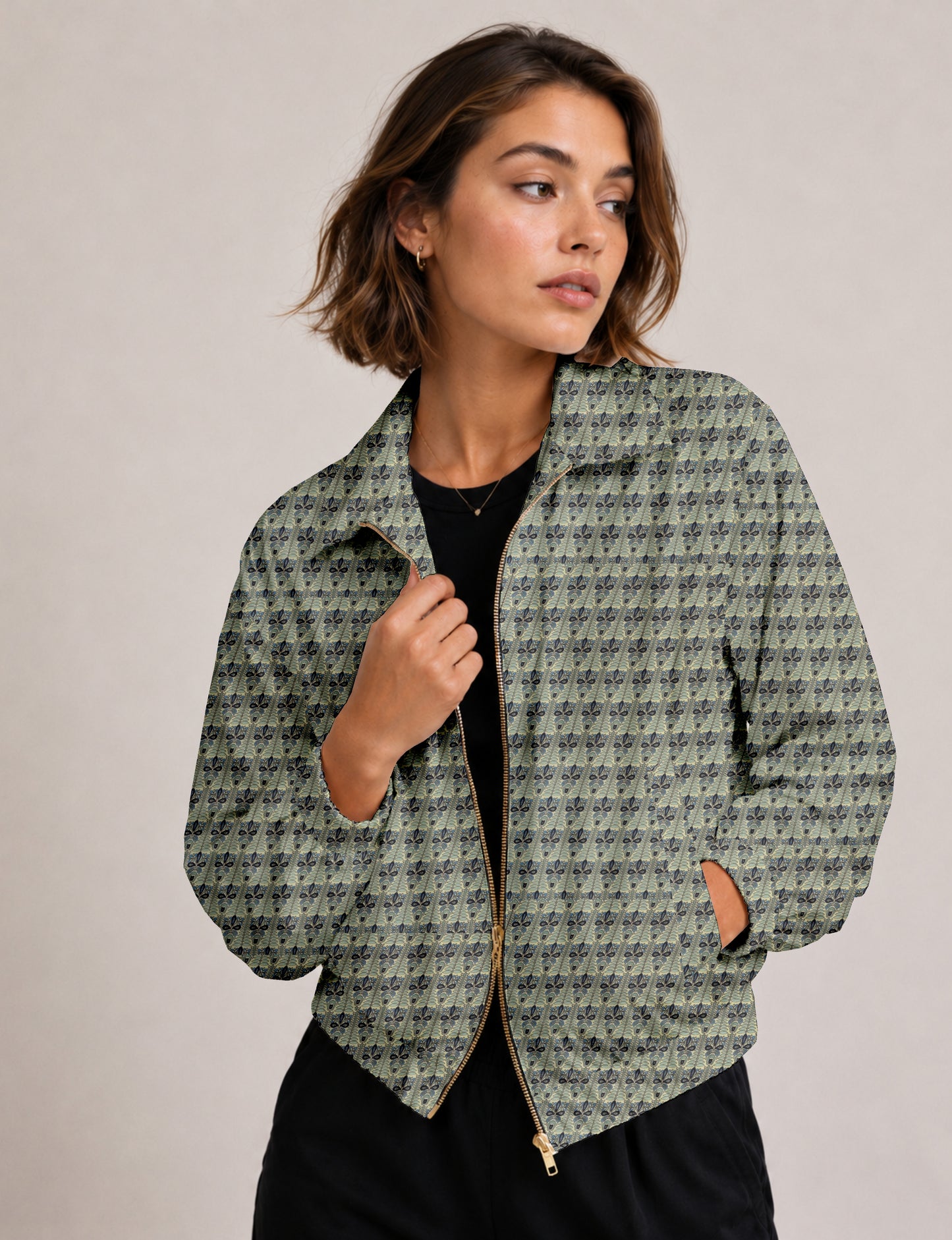 Bomber Jacket - Beige Tropical