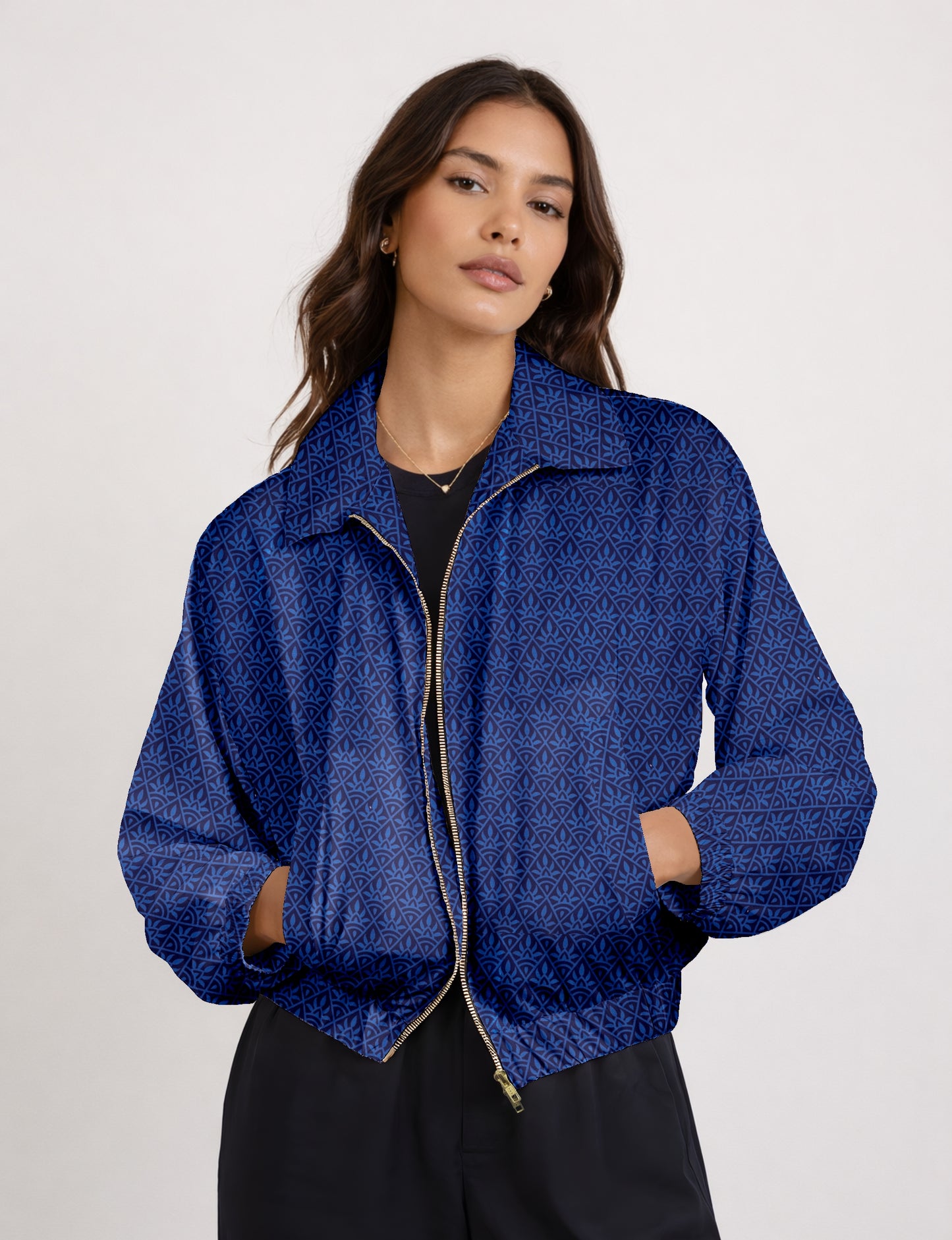 Bomber Jacket - Blue Abstract