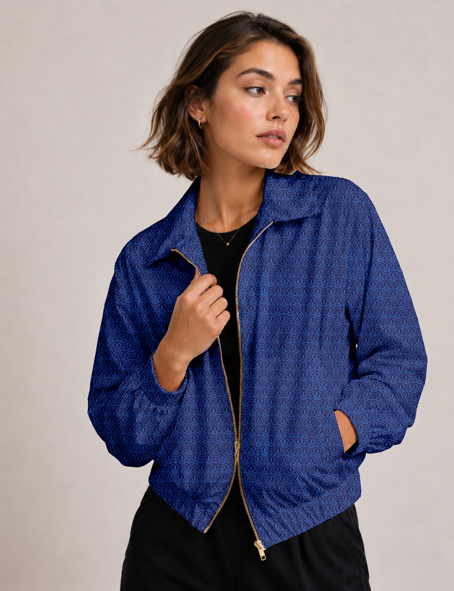 Bomber Jacket - Blue Abstract