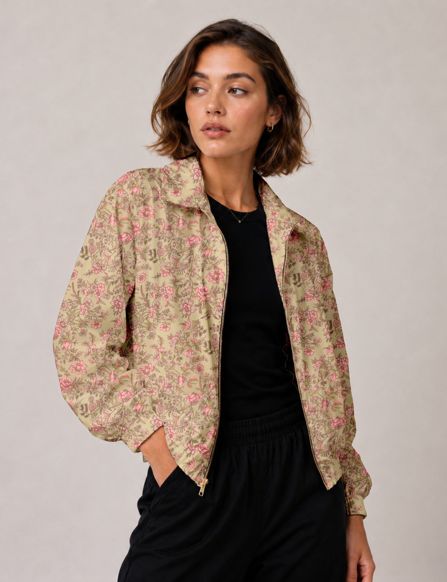 Bomber Jacket - Beige Tropical
