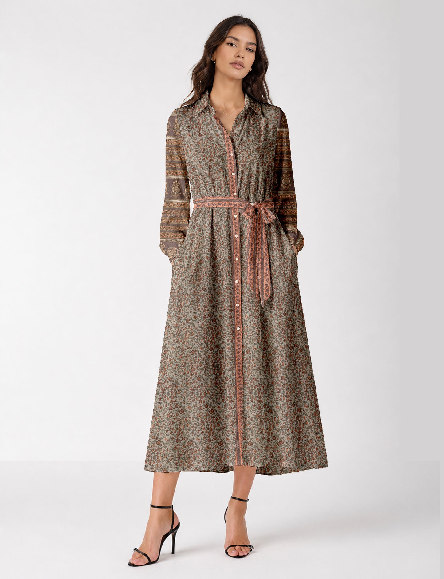 Long shirt dress - Beige Tropical