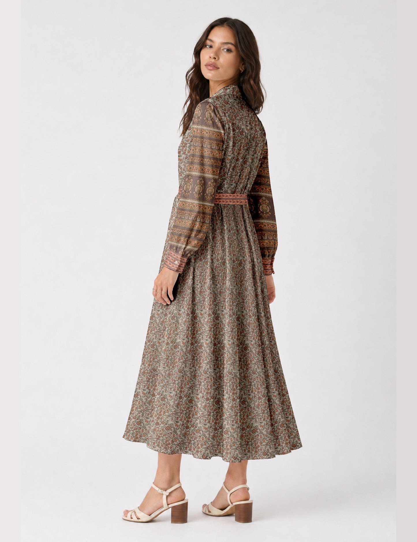Long shirt dress - Beige Tropical