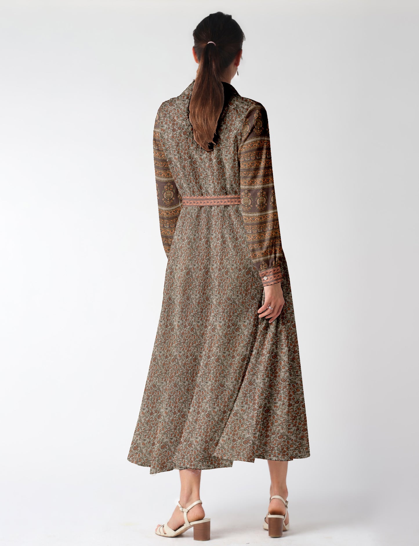 Long shirt dress - Beige Tropical