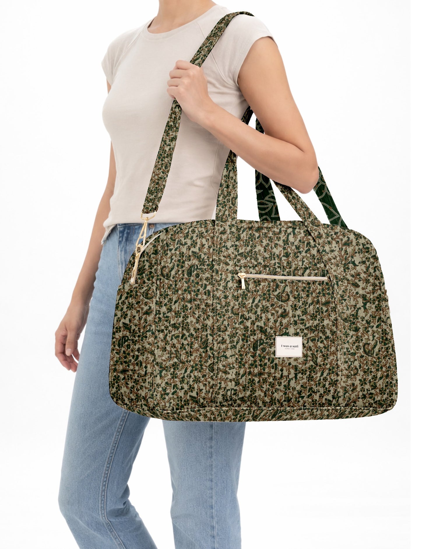 Quilted duffle bag - Beige Tropical