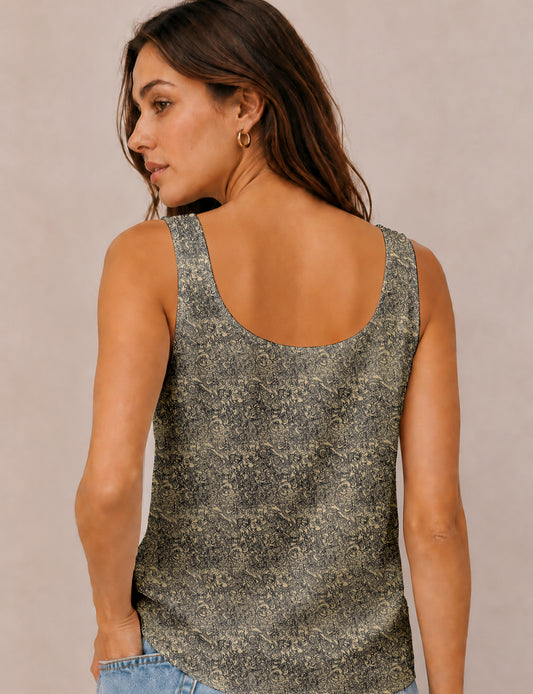 Sleeveless blouse - Beige Tropical