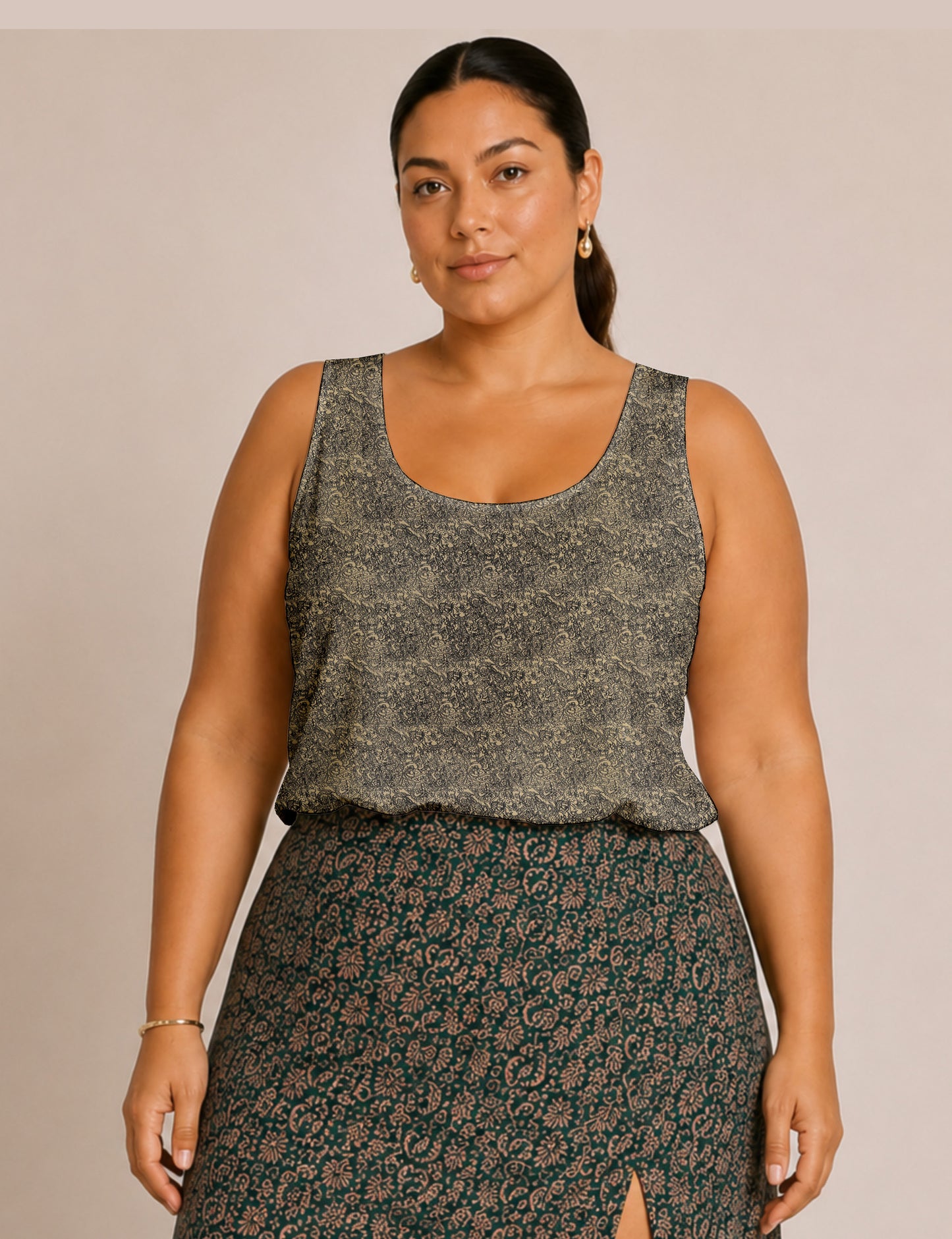 Sleeveless blouse - Beige Tropical