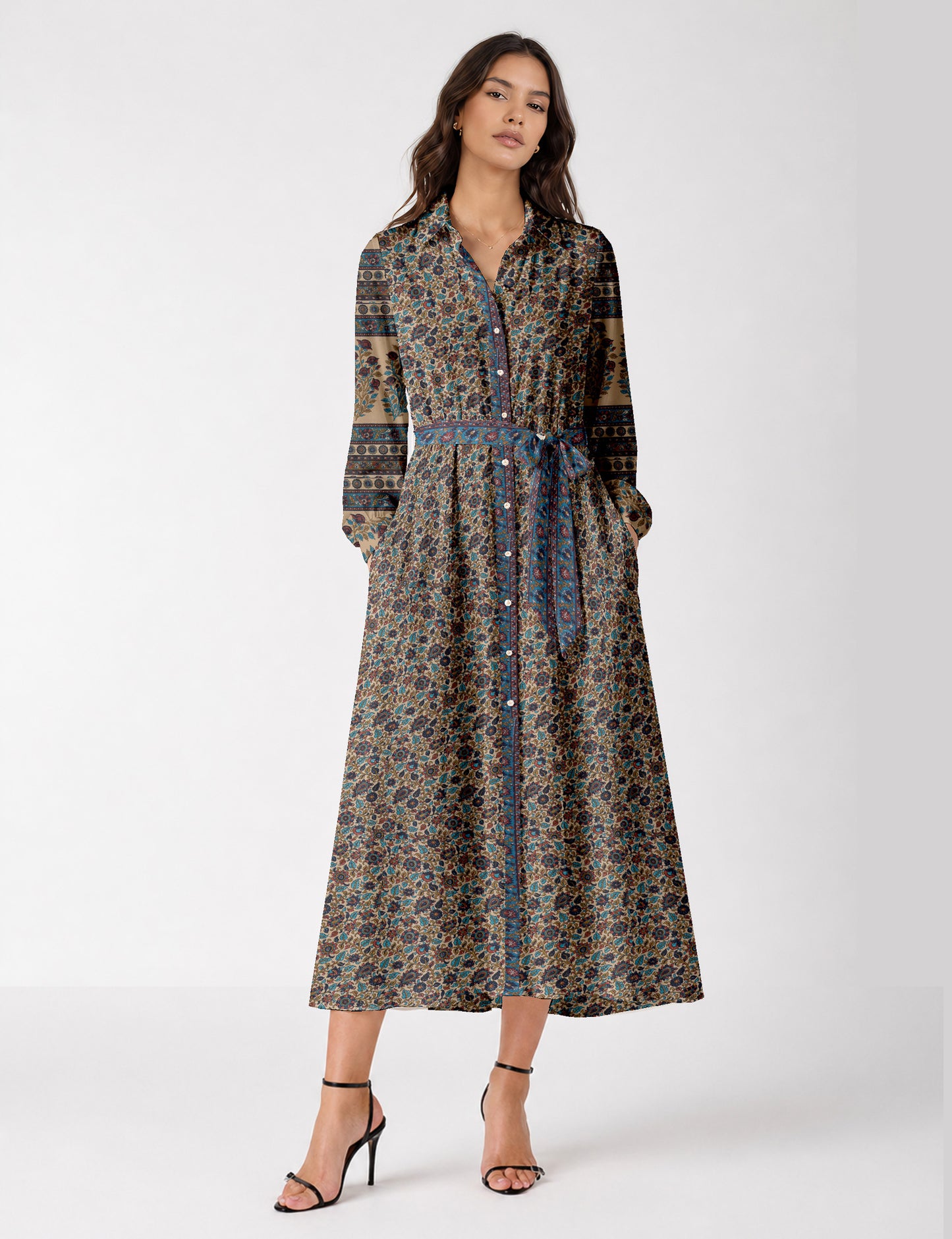 Long shirt dress - Beige Tropical