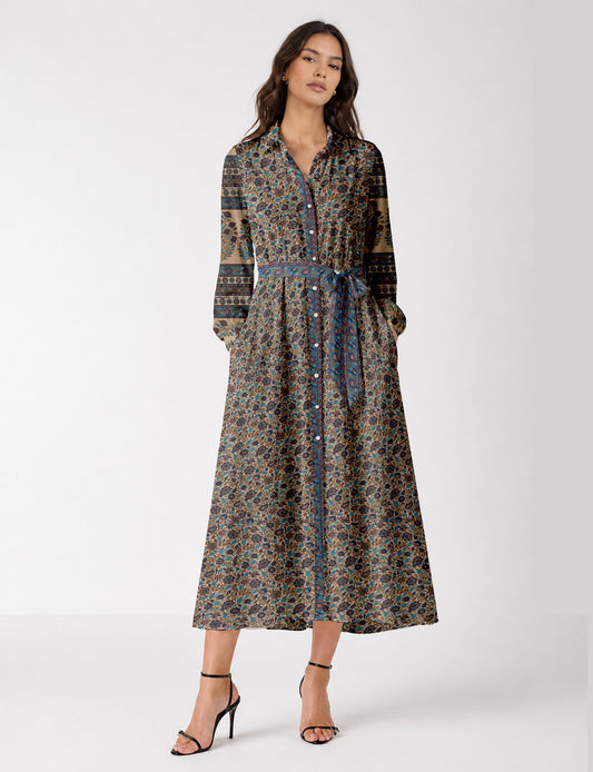 Long shirt dress - Beige Tropical