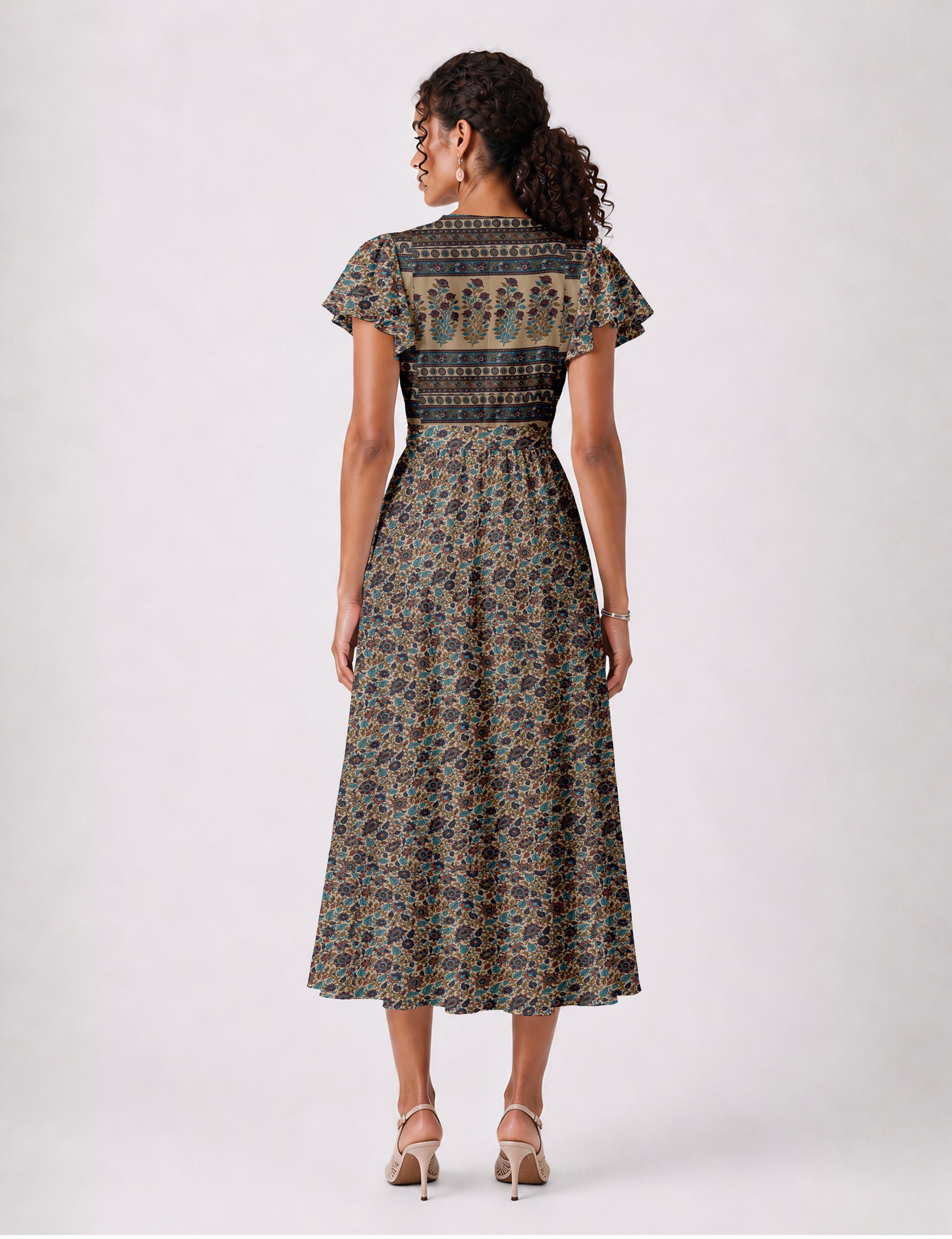 Wrap dress - Beige Tropical